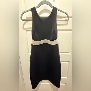Foreign Exchange Black & Mesh Bodycon Dress. Size Medium